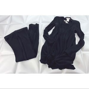 Trouble at the Mill Women Sz M S 3pc Pant Long Cardigan Tank Waffle Knit Set